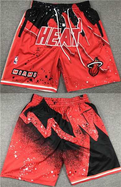 Mens Miami Heat Red Black Shorts (Run Small)